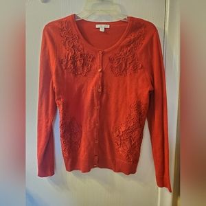 New York & Company red floral button up top